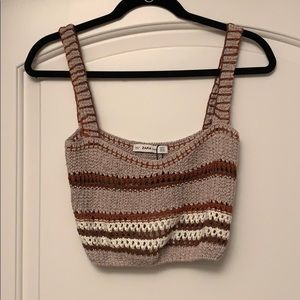 NWT Zara crochet knit tan crop top